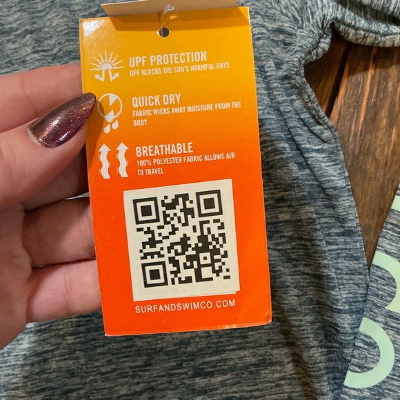 Surf & Swim Co. Long Sleeve UPF 50+ Swim Tee in Navy Heather – Size L (NWT) - Picture 4 of 7